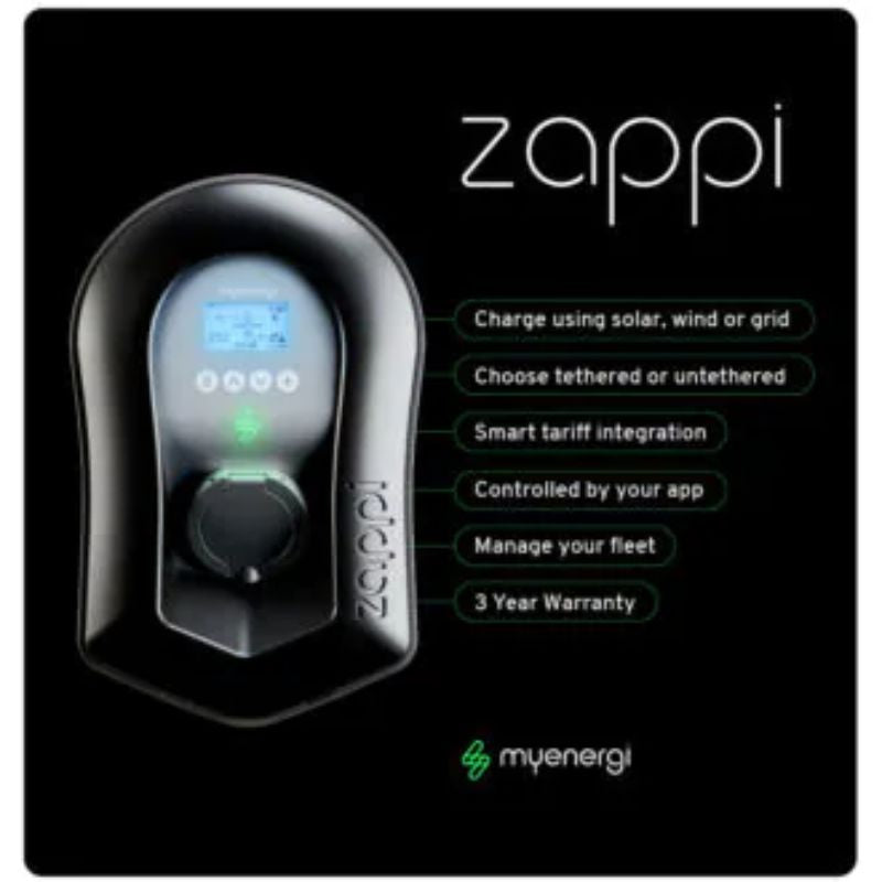 Zappi – Multiphase EV Charger 7kw - 22kw Tethered