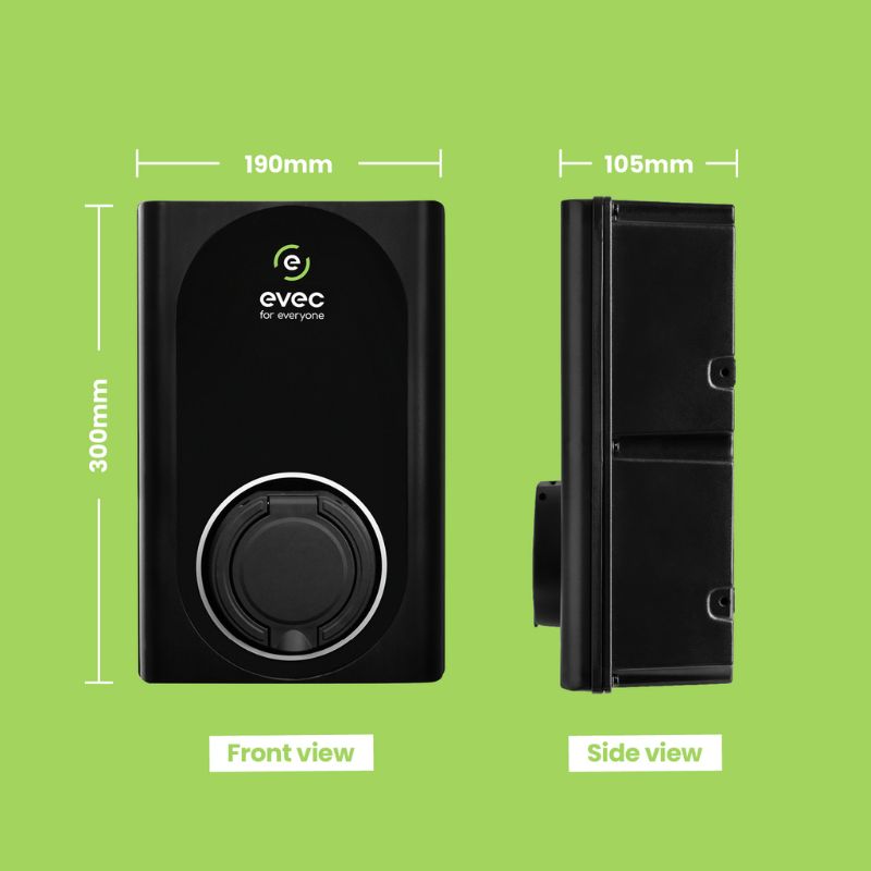 EVEC 22kw Commercial EV Charger, Type 1 & Type 2, Black, Untethered - VEC02