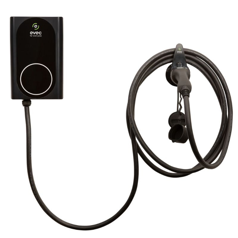 EVEC 7.4kW EV Charger With Tethered Cable, Type 2, Single Phase, Black - VEC03